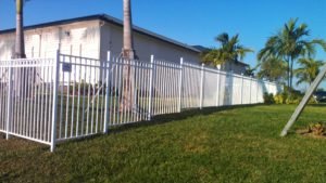 A Aluminum fence with raised post.